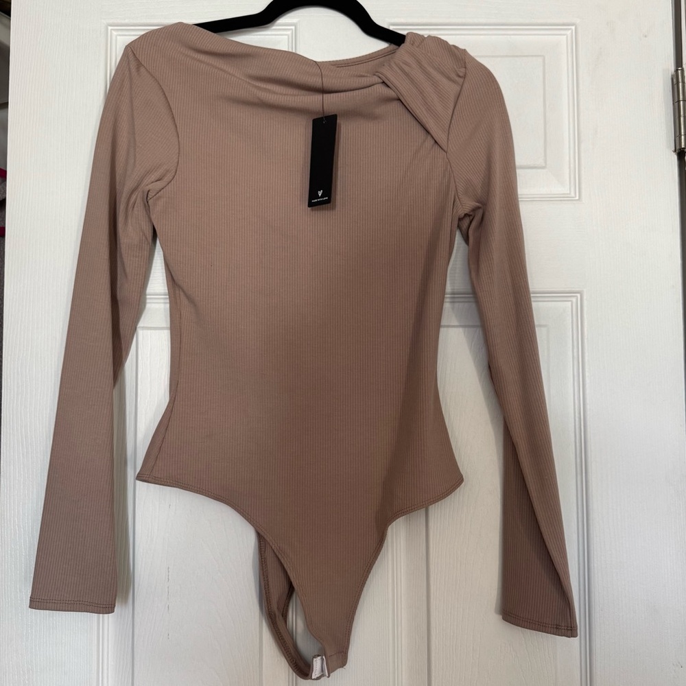 🚨LAST CHANCE Lulus | Always My Best Taupe Ribbed Asymmetrical Bodysuit